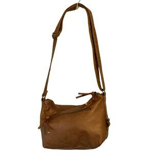 Stone & Co Women's Genuine Leather Crossbody Bag Purse Tasseled Zipper Brown